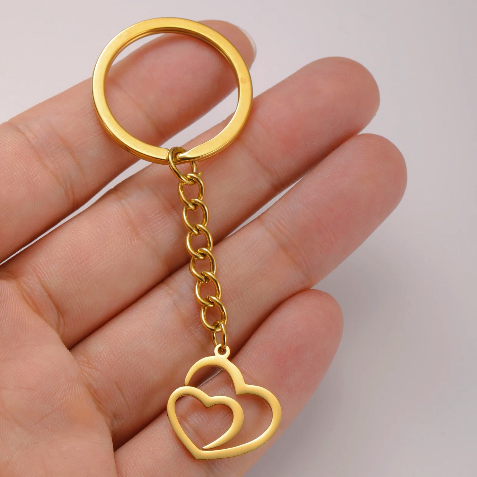 Golden Double Heart Keychain – Love Always