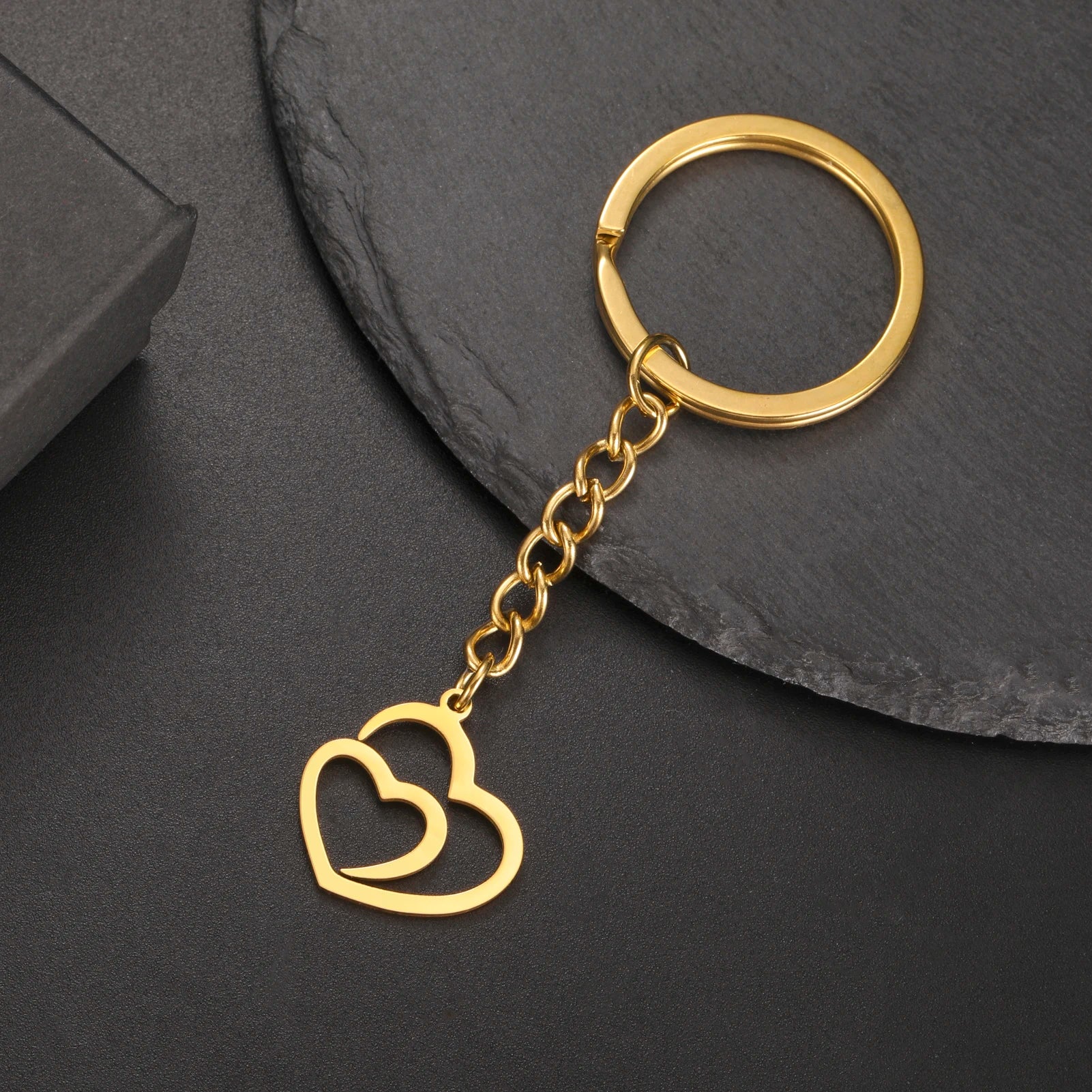 Golden Double Heart Keychain – Love Always